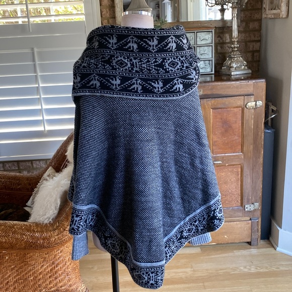 ALPACA PERU TURTLENECK PONCHO SWEATER ONE SIZE EXCELLENT - Picture 3 of 8